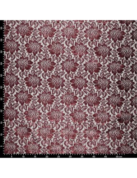 Tissu dentelle métalissée Lisa - Amarante