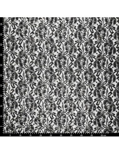 Tissu dentelle métalissée Lauren - Noir