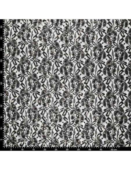 Tissu dentelle métalissée Lauren - Noir