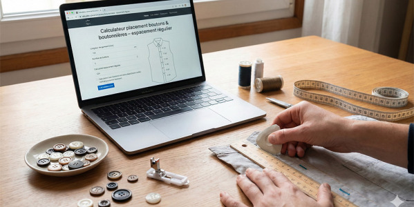 Calculateur placement boutons & boutonnières – espacement régulier