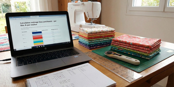 Calculateur métrage tissu patchwork – par bloc & par couleur
