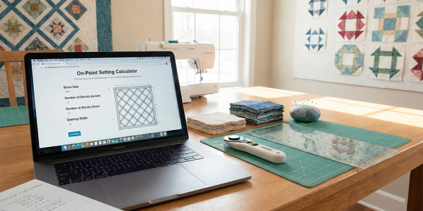Quilt on-point : calculateur triangles de bord & d’angle